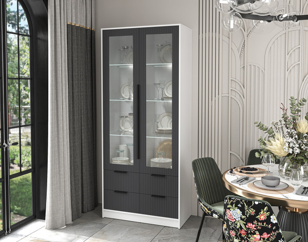 Шкаф с витриной Интерлиния Концепт Лайн КТ-ШВ2 с подсветкой