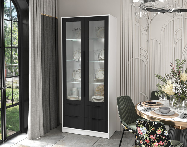 Шкаф с витриной Интерлиния Концепт Лайн КТ-ШВ2 с подсветкой