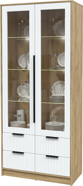 Шкаф с витриной Интерлиния Концепт Лайн КТ-ШВ2 с подсветкой