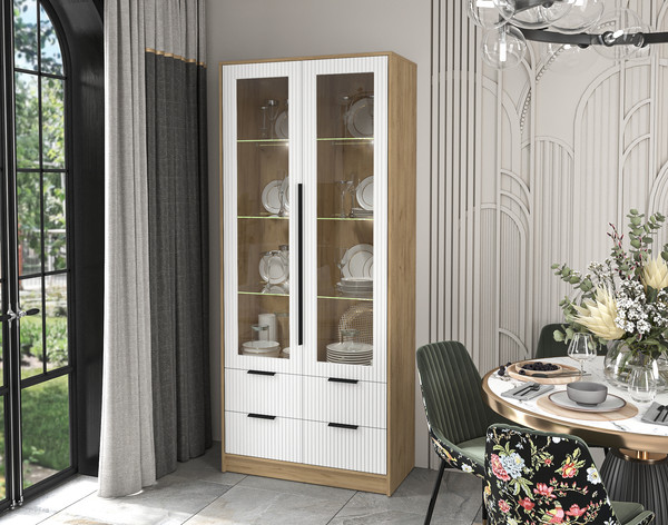 Шкаф с витриной Интерлиния Концепт Лайн КТ-ШВ2 с подсветкой