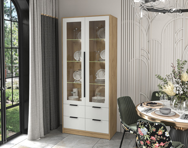 Шкаф с витриной Интерлиния Концепт Лайн КТ-ШВ2 с подсветкой