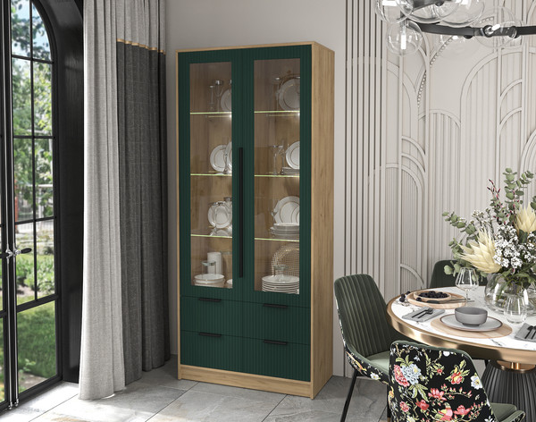 Шкаф с витриной Интерлиния Концепт Лайн КТ-ШВ2 с подсветкой