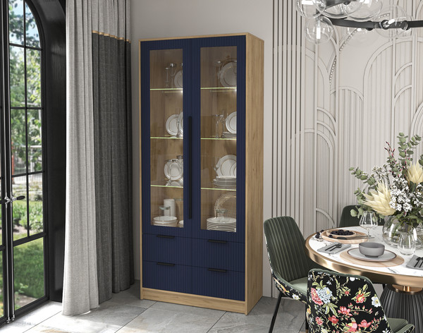 Шкаф с витриной Интерлиния Концепт Лайн КТ-ШВ2 с подсветкой