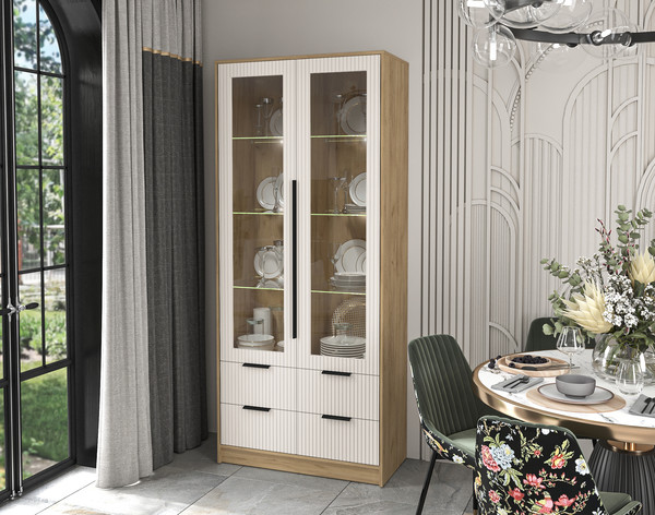 Шкаф с витриной Интерлиния Концепт Лайн КТ-ШВ2 с подсветкой