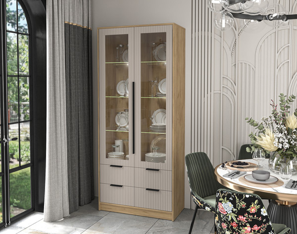 Шкаф с витриной Интерлиния Концепт Лайн КТ-ШВ2 с подсветкой