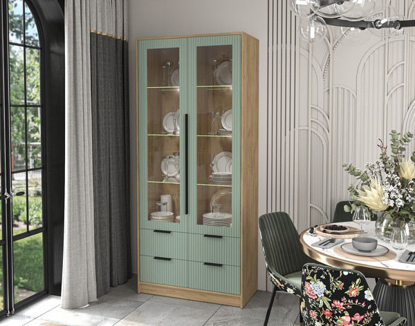 Шкаф с витриной Интерлиния Концепт Лайн КТ-ШВ2 с подсветкой