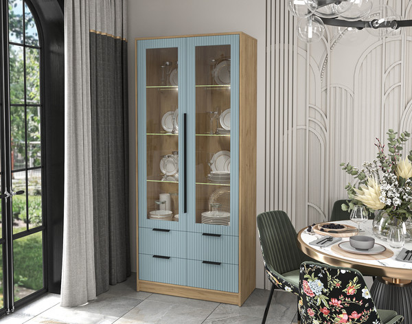 Шкаф с витриной Интерлиния Концепт Лайн КТ-ШВ2 с подсветкой