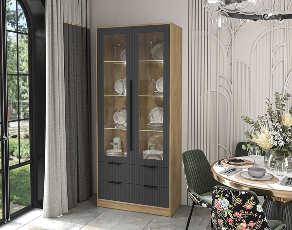 Шкаф с витриной Интерлиния Концепт Лайн КТ-ШВ2 с подсветкой