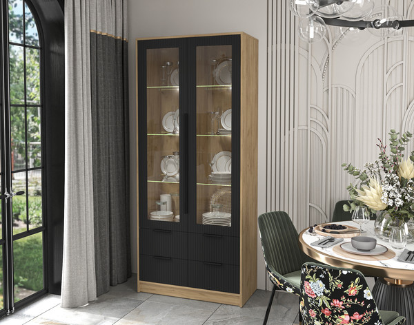 Шкаф с витриной Интерлиния Концепт Лайн КТ-ШВ2 с подсветкой