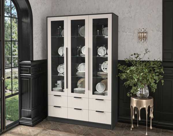 Шкаф с витриной Интерлиния Концепт Лайн КТ-ШВ3 с подсветкой