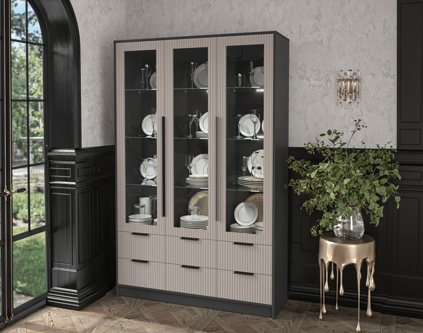 Шкаф с витриной Интерлиния Концепт Лайн КТ-ШВ3 с подсветкой