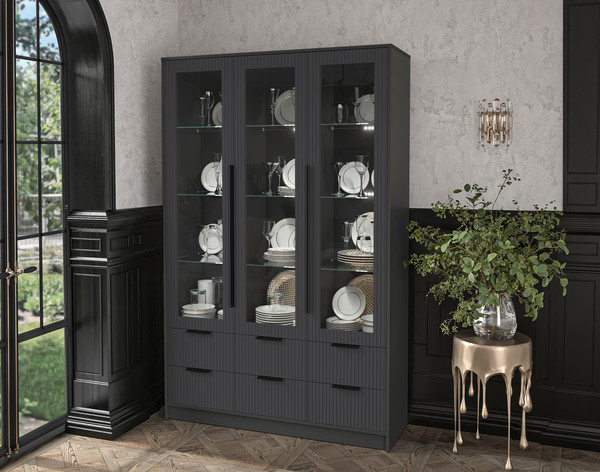 Шкаф с витриной Интерлиния Концепт Лайн КТ-ШВ3 с подсветкой