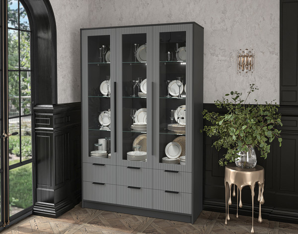 Шкаф с витриной Интерлиния Концепт Лайн КТ-ШВ3 с подсветкой