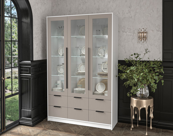 Шкаф с витриной Интерлиния Концепт Лайн КТ-ШВ3 с подсветкой