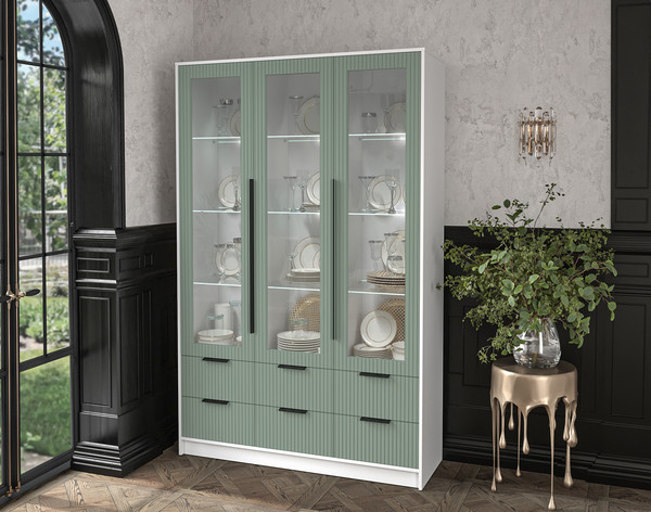 Шкаф с витриной Интерлиния Концепт Лайн КТ-ШВ3 с подсветкой