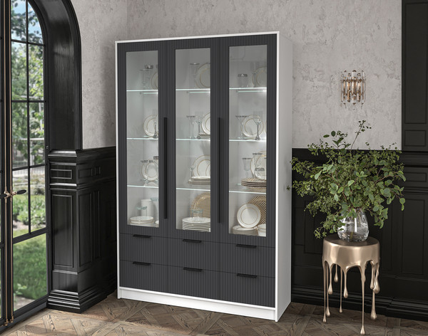 Шкаф с витриной Интерлиния Концепт Лайн КТ-ШВ3 с подсветкой