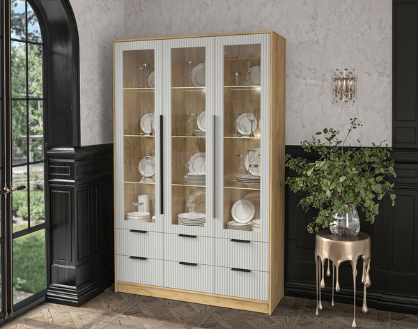 Шкаф с витриной Интерлиния Концепт Лайн КТ-ШВ3 с подсветкой