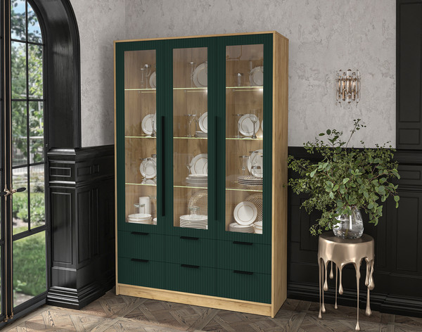 Шкаф с витриной Интерлиния Концепт Лайн КТ-ШВ3 с подсветкой