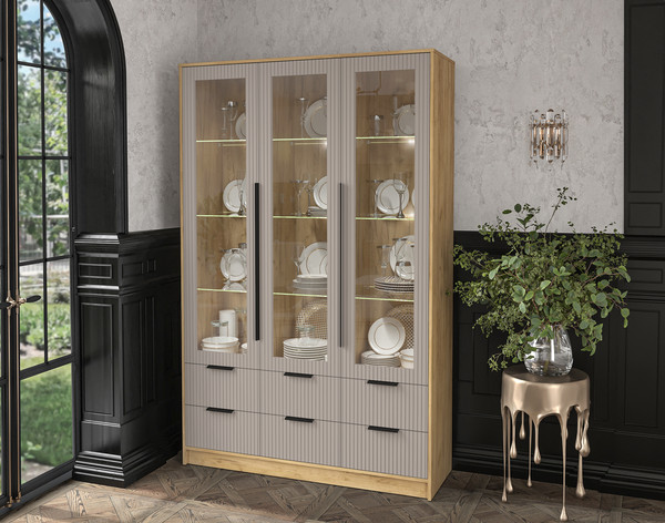 Шкаф с витриной Интерлиния Концепт Лайн КТ-ШВ3 с подсветкой