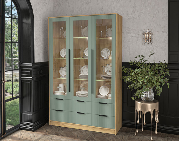 Шкаф с витриной Интерлиния Концепт Лайн КТ-ШВ3 с подсветкой