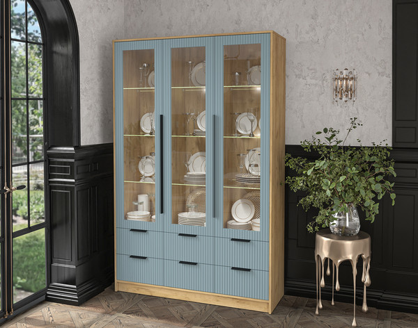 Шкаф с витриной Интерлиния Концепт Лайн КТ-ШВ3 с подсветкой