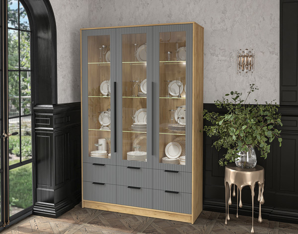 Шкаф с витриной Интерлиния Концепт Лайн КТ-ШВ3 с подсветкой