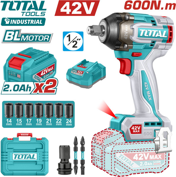 Аккумуляторный гайковерт TOTAL TIWLI42602