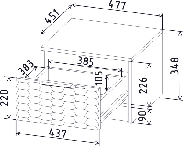 Прикроватная тумба Интерлиния Концепт Зодиак КТ-ТК1-35