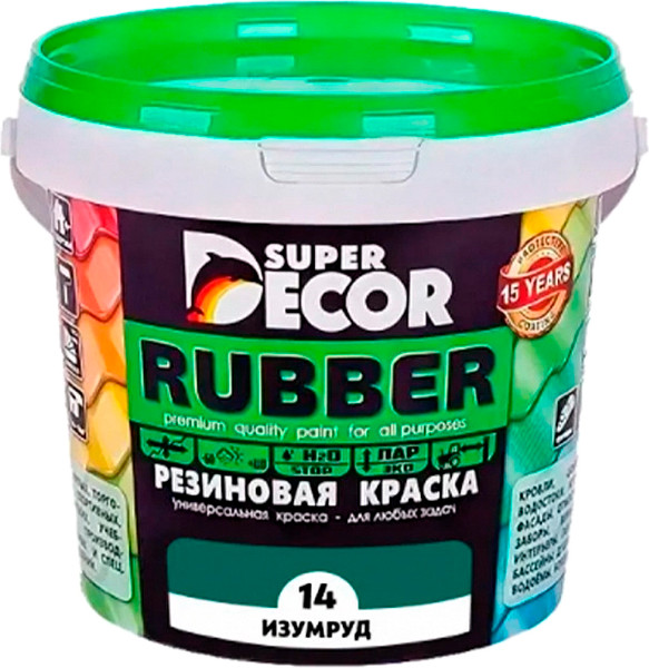 Краска Super Decor Резиновая №14 Изумруд - фото