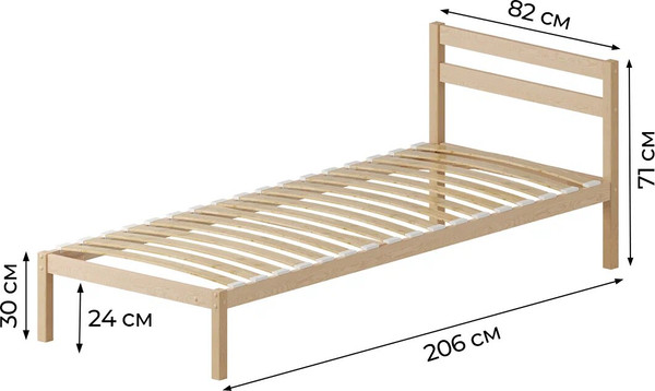 Односпальная кровать Домаклево Акация 80x190+С1+С2