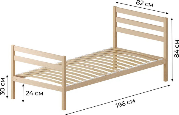 Односпальная кровать Домаклево Акация 80x190+С3+С1