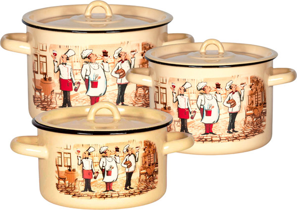 Набор кастрюль СтальЭмаль Сомелье 1с33 - фото