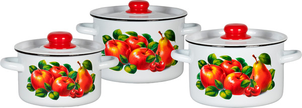 Набор кастрюль СтальЭмаль Яблоки-груша 1с144 - фото