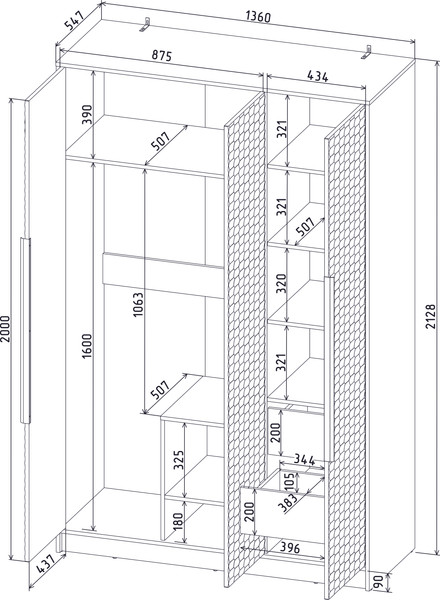 Шкаф Интерлиния Концепт Зодиак КТ-Ш3
