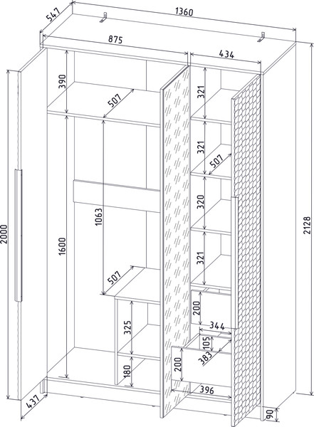Шкаф Интерлиния Концепт Зодиак КТ-Ш3з