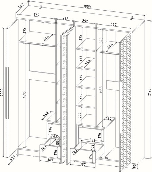 Шкаф Интерлиния Концепт Зодиак КТ-Ш4з