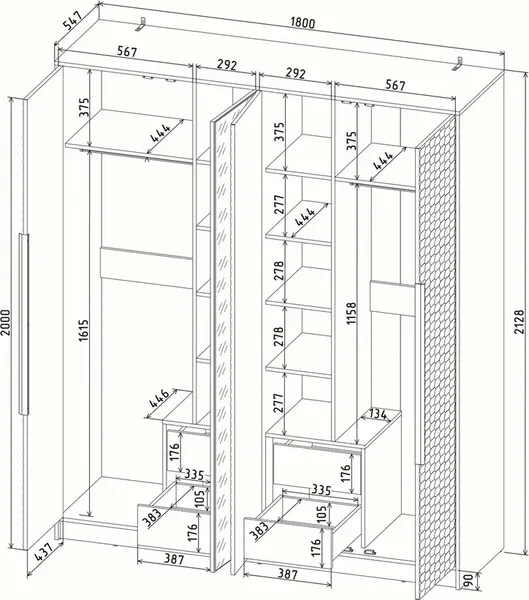 Шкаф Интерлиния Концепт Зодиак КТ-Ш4з