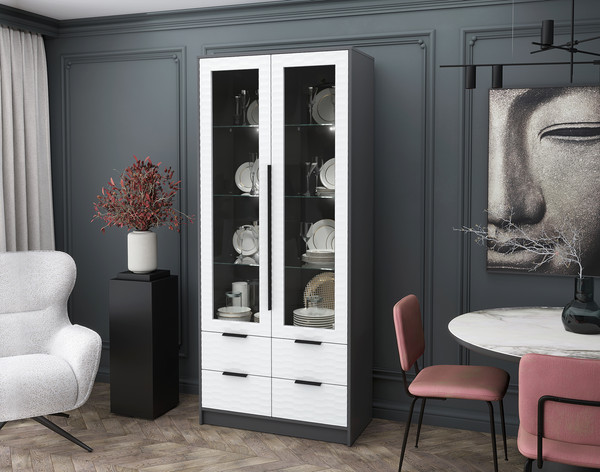 Шкаф с витриной Интерлиния Концепт Зодиак КТ-ШВ2 с подсветкой