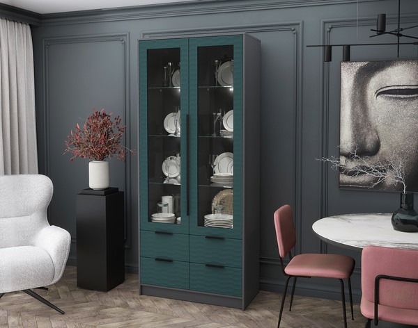 Шкаф с витриной Интерлиния Концепт Зодиак КТ-ШВ2 с подсветкой