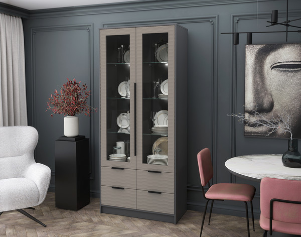 Шкаф с витриной Интерлиния Концепт Зодиак КТ-ШВ2 с подсветкой