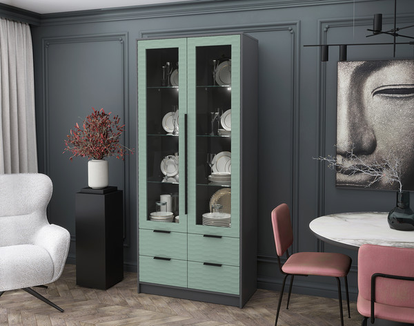 Шкаф с витриной Интерлиния Концепт Зодиак КТ-ШВ2 с подсветкой