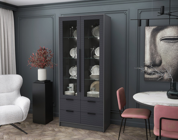 Шкаф с витриной Интерлиния Концепт Зодиак КТ-ШВ2 с подсветкой