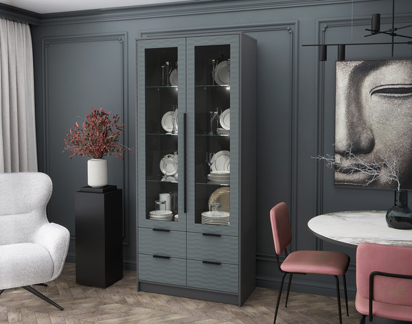 Шкаф с витриной Интерлиния Концепт Зодиак КТ-ШВ2 с подсветкой