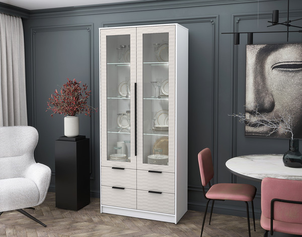 Шкаф с витриной Интерлиния Концепт Зодиак КТ-ШВ2 с подсветкой