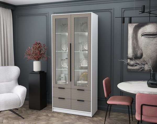 Шкаф с витриной Интерлиния Концепт Зодиак КТ-ШВ2 с подсветкой