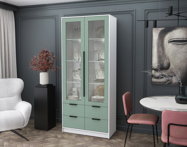 Шкаф с витриной Интерлиния Концепт Зодиак КТ-ШВ2 с подсветкой