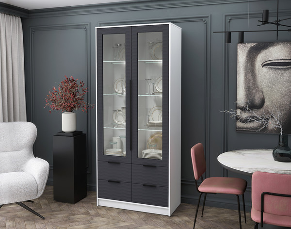 Шкаф с витриной Интерлиния Концепт Зодиак КТ-ШВ2 с подсветкой