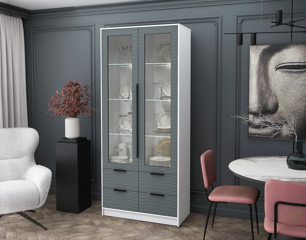 Шкаф с витриной Интерлиния Концепт Зодиак КТ-ШВ2 с подсветкой