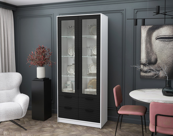 Шкаф с витриной Интерлиния Концепт Зодиак КТ-ШВ2 с подсветкой