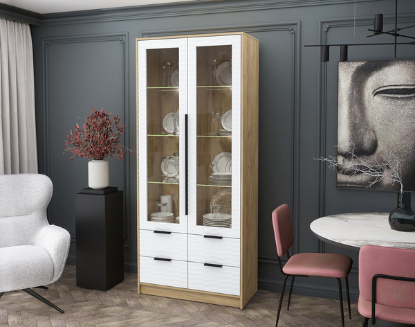 Шкаф с витриной Интерлиния Концепт Зодиак КТ-ШВ2 с подсветкой